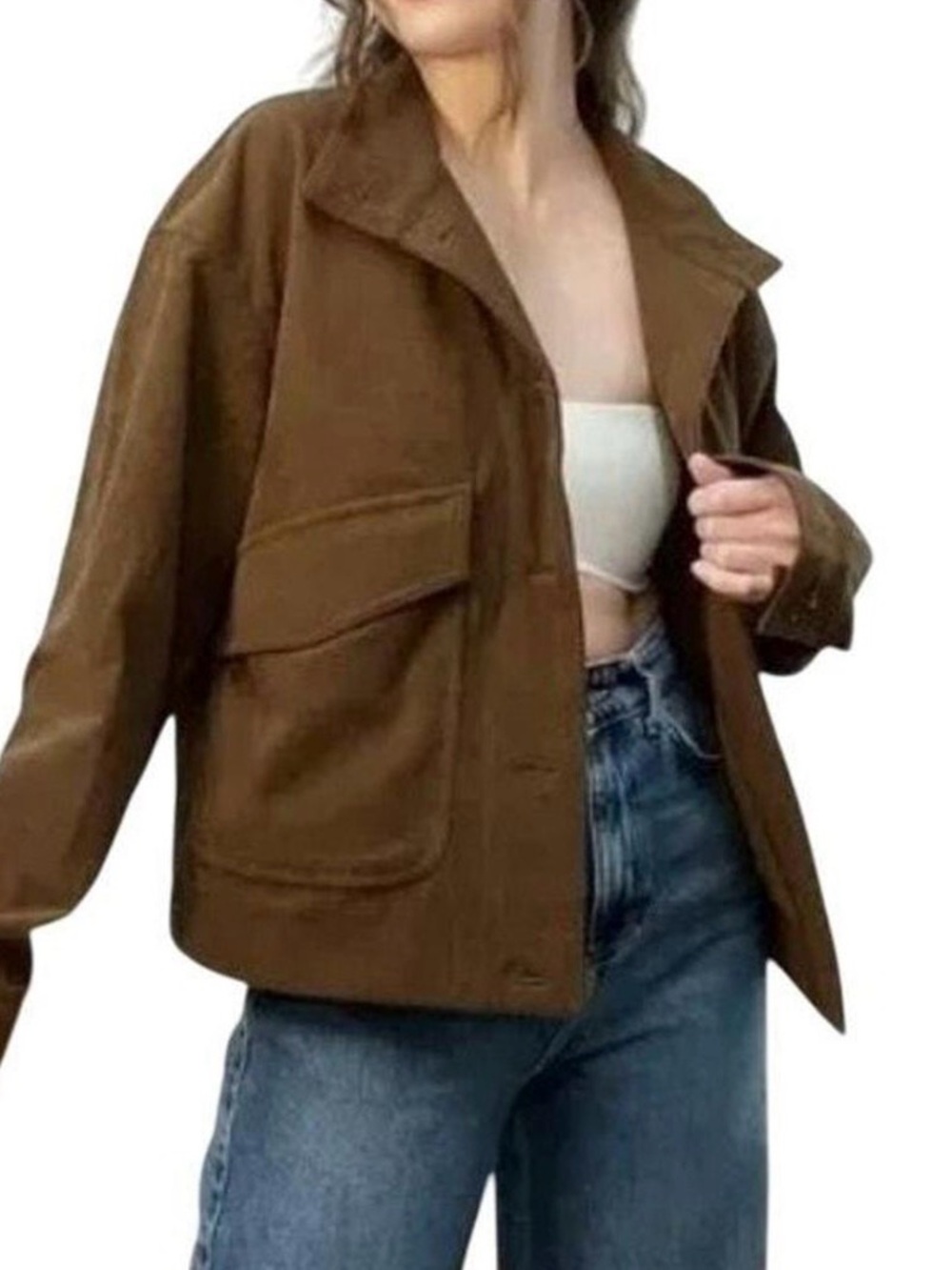 Avec Les Filles Brown Utility Jacket with Patch Pockets